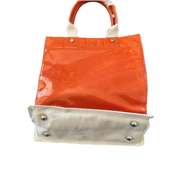 NOAH Love Birds Vegan Tote Bag Orange Oprah Favorite Things PVC Canvas - Picture 2 of 9